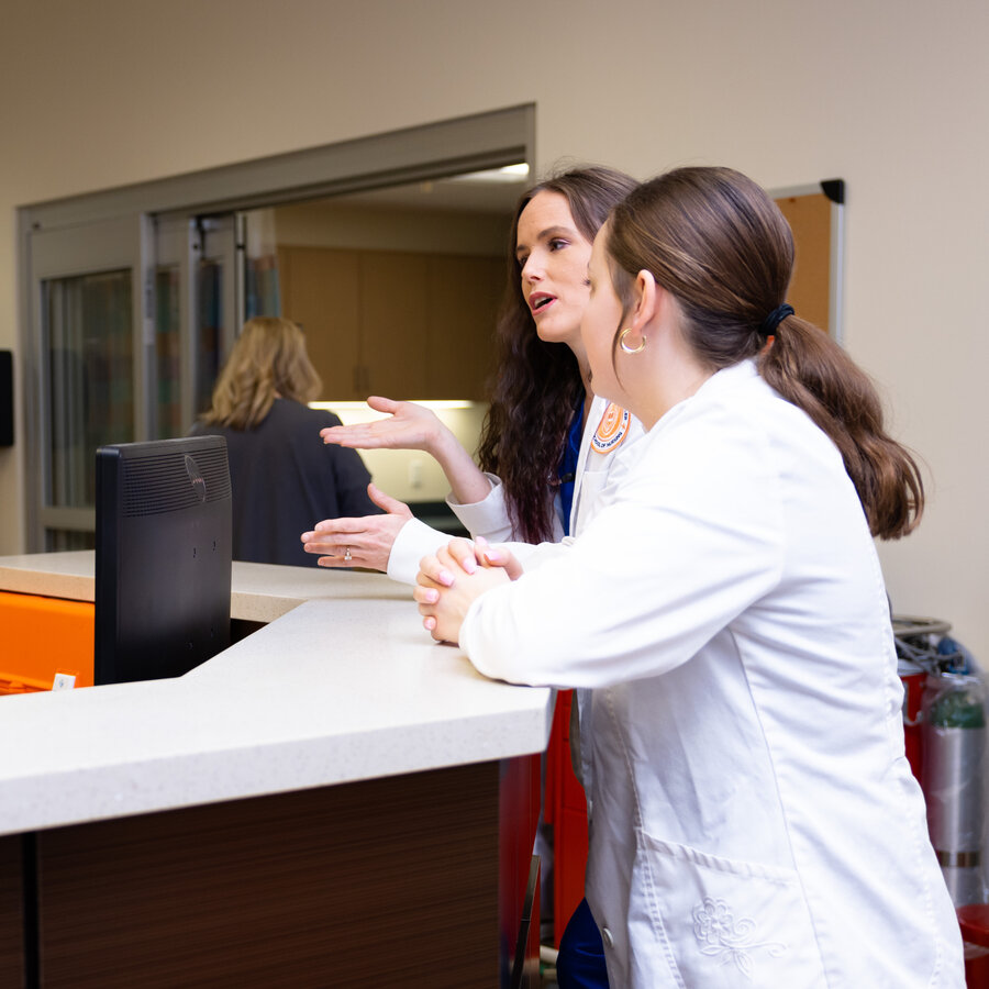 Two medicine students talking