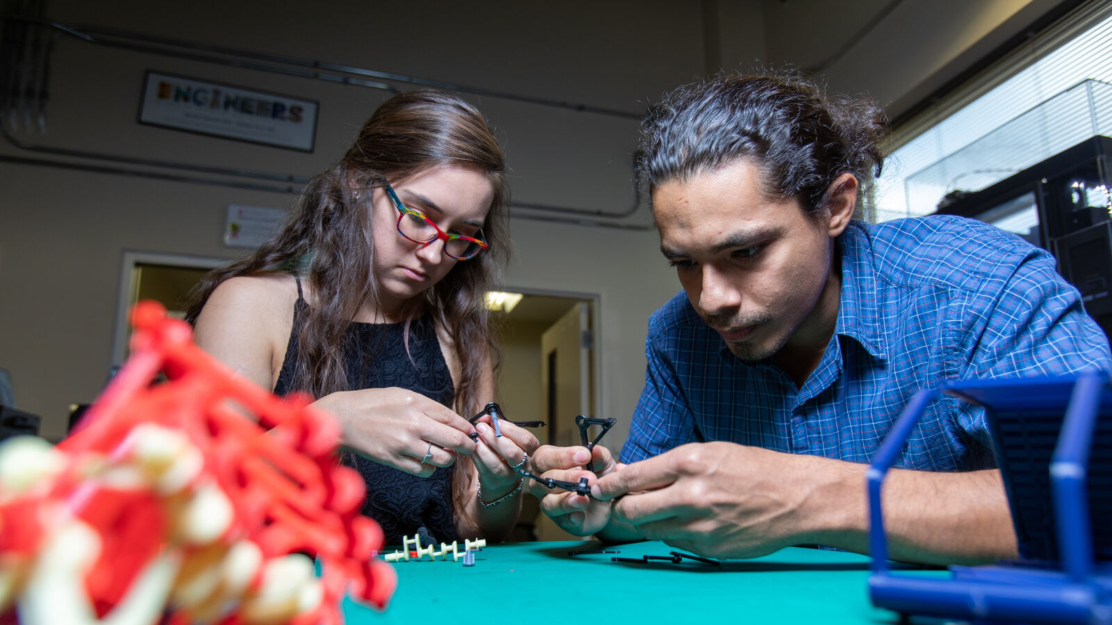 civil engineering students at The University of Texas at Tyler uses equipment in the Ratliff Building South.