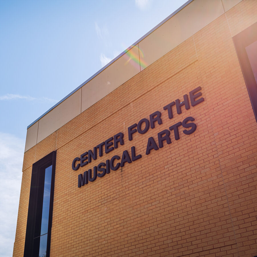 Outside the Cowan Center for the Musical Arts at UT Tyler