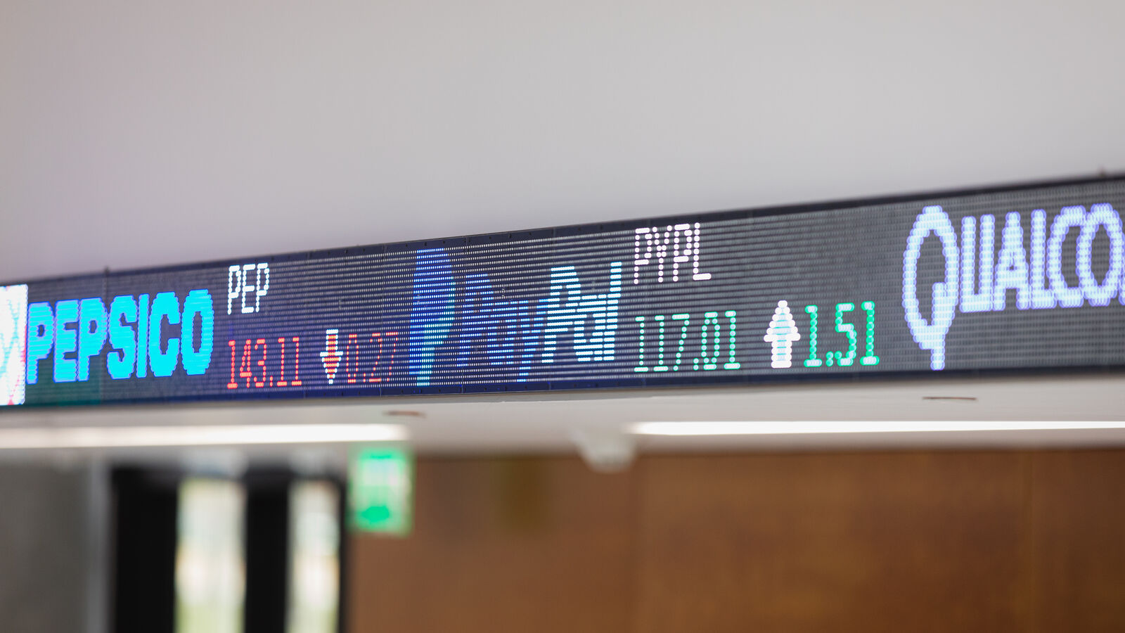 UT Tyler Stock Ticker Tape on the stock trading floor in the UT Tyler Soules College of Business, where BBA in finance students get hands-on experience