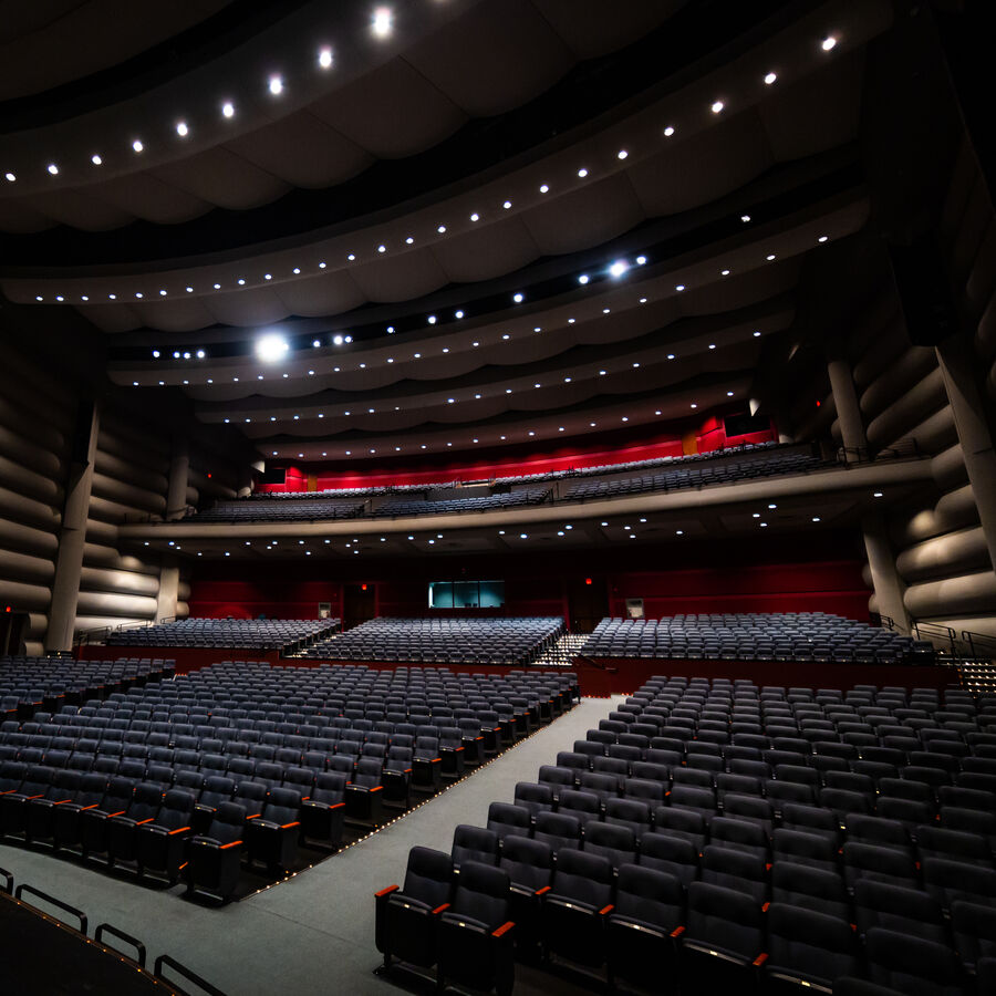 The audience area from the stage inside UT Tyler's Cowan Center