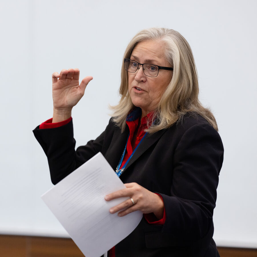 A female speaker at the Career Success Conference at The University of Texas at Tyler