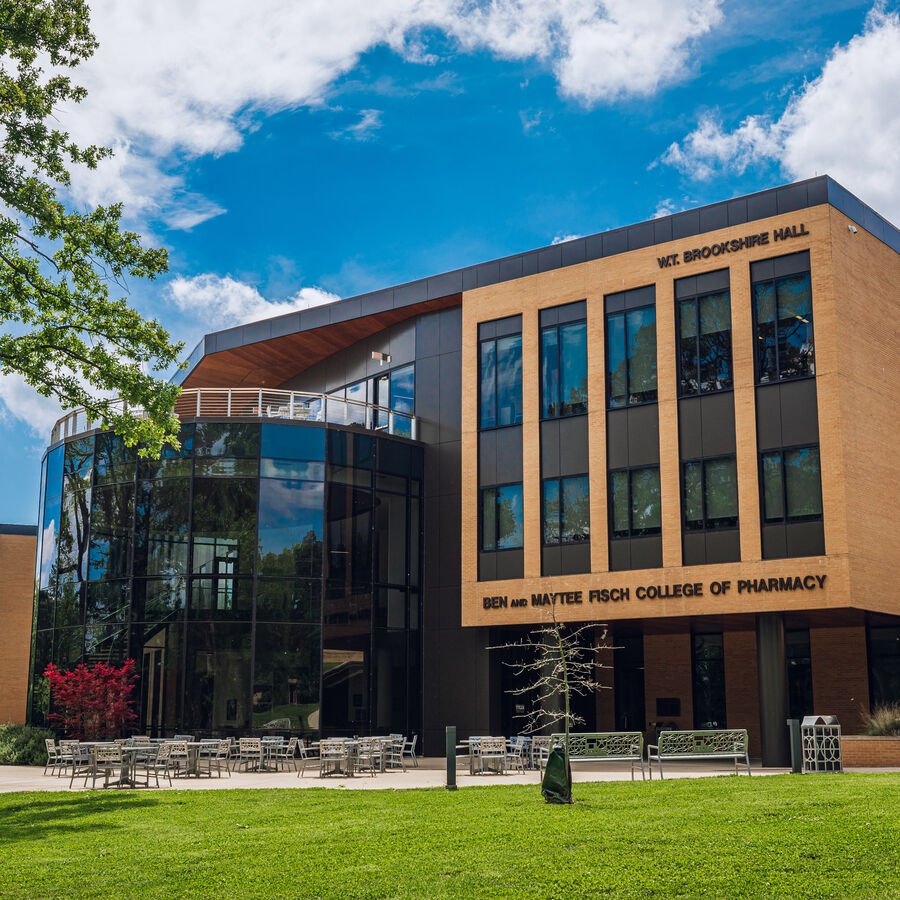 The exterior of UT Tyler's Fisch College of Pharmacy