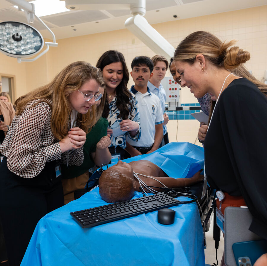 Students attending a summer program at The University of Texas at Tyler's School of Medicine practice their skills in a simulated environment