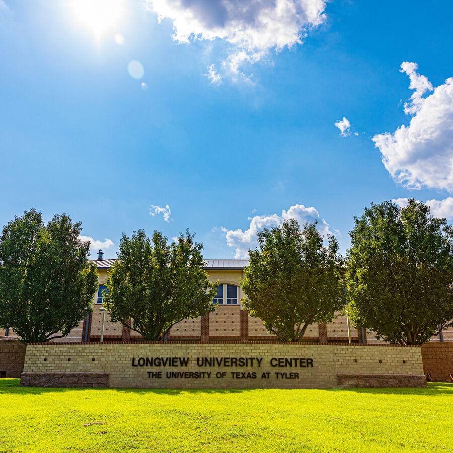 The front of UT Tyler's Longview University Center during an open house event