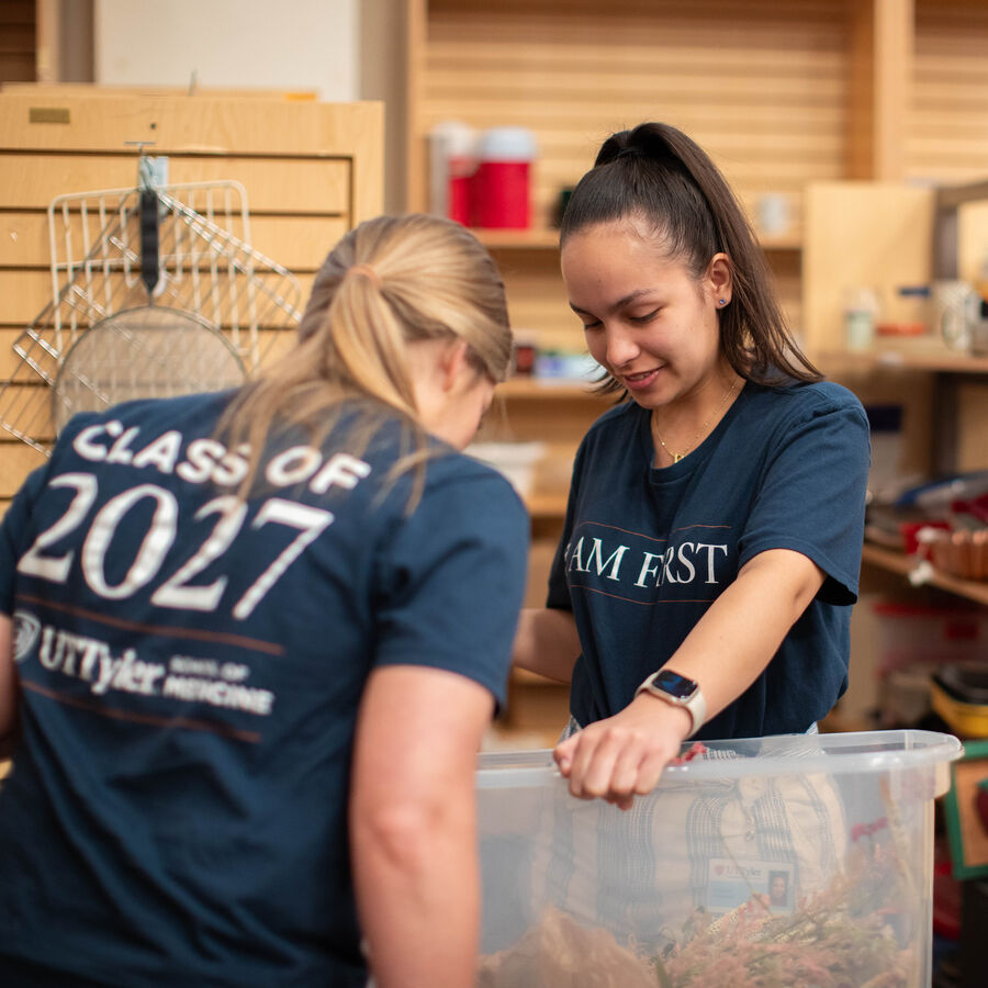 UT Tyler School of Medicine students during a service project in the Tyler community