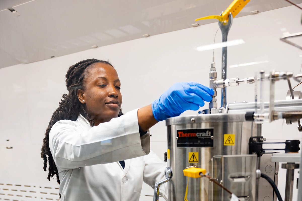 Chemical Engineering student working in lab