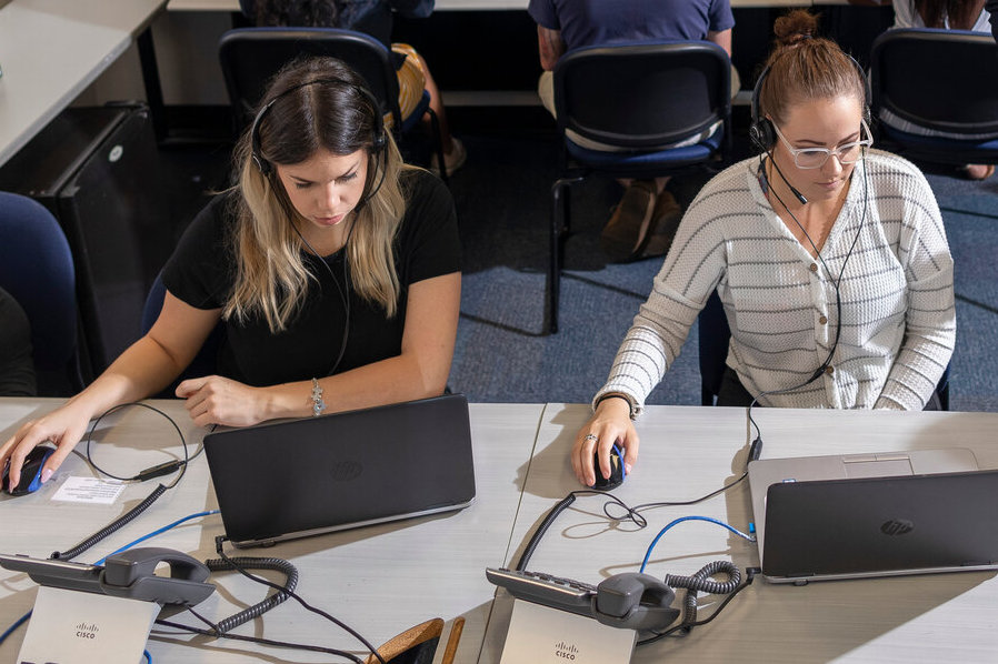Students working in the Center for Opinion Research