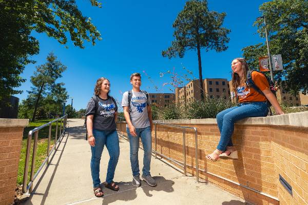 Students in front of the Soules College of Business