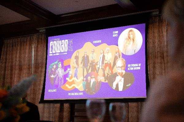 Photo of Cowan Center 2026-27 Season Reveal Screen at the Alumni House