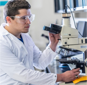 Civil Engineering student working in lab