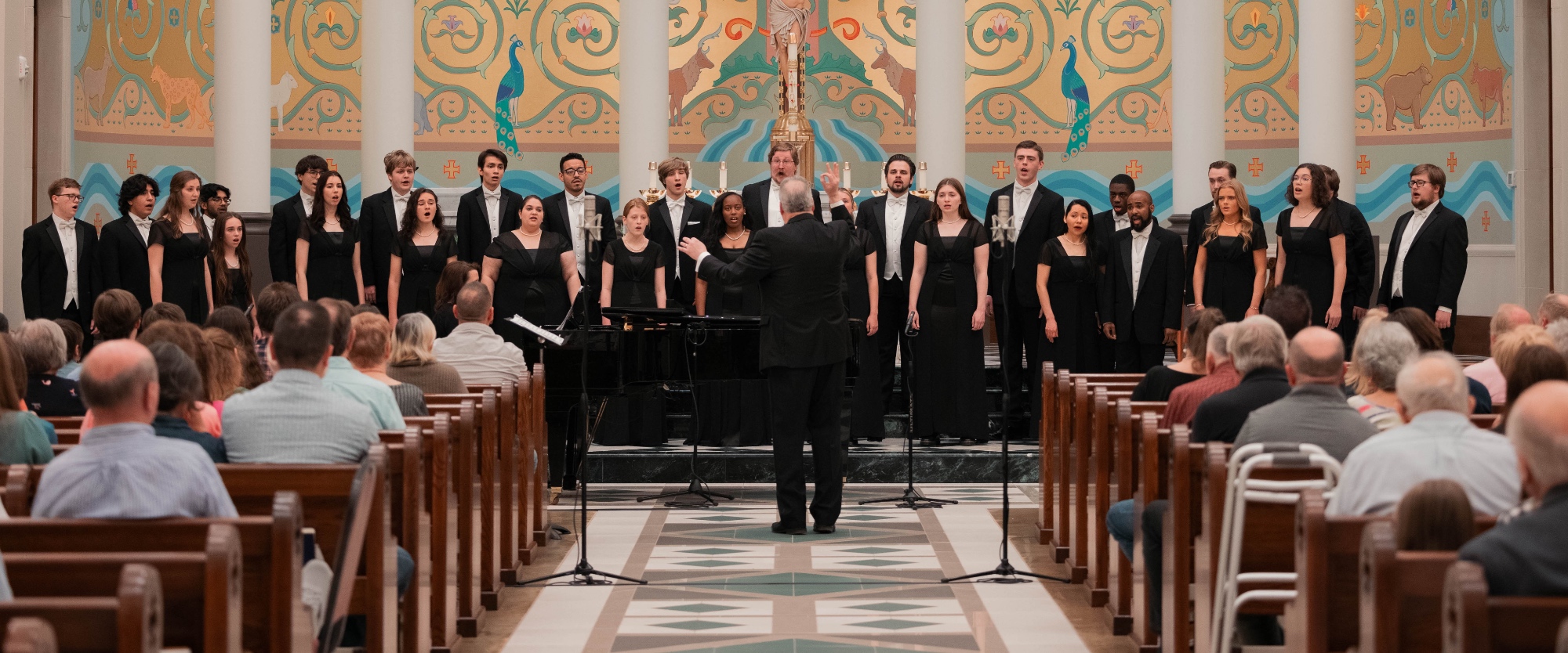 Choir singing in a church