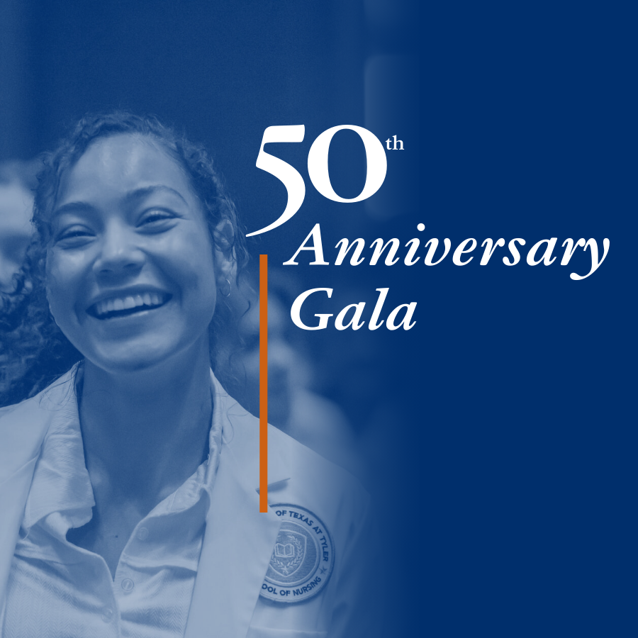 50th anniversary gala with smiling female student
