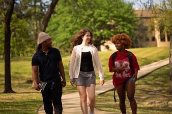 students walking on campus