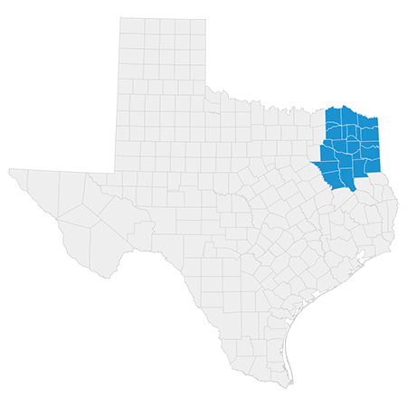 Map of East Texas