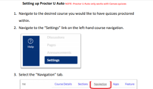 Preview of ProctorU Auto faculty setup guide