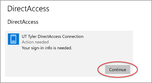 DirectAccess your login info is needed