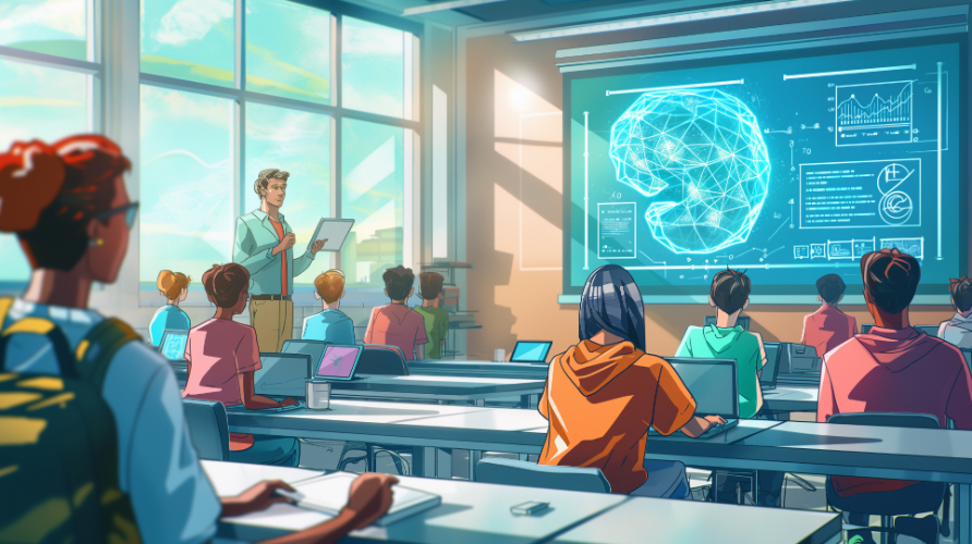 Professor teaching course, illustrated image