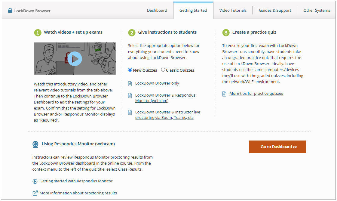 Respondus Dashboard image