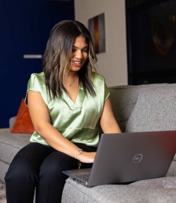 Student using a laptop