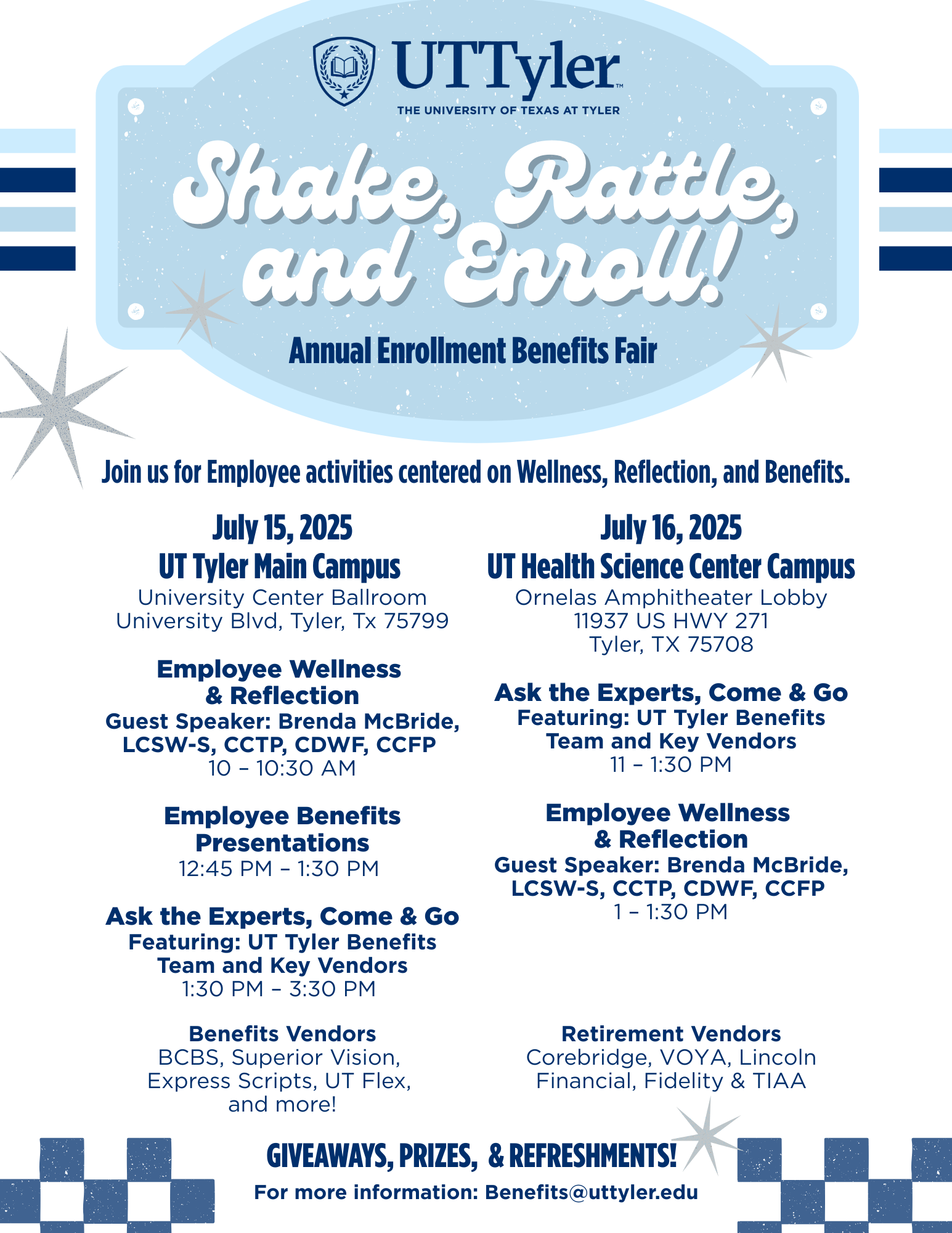 Shake, Rattle, and Enroll annual enrollment benefits fair flyer