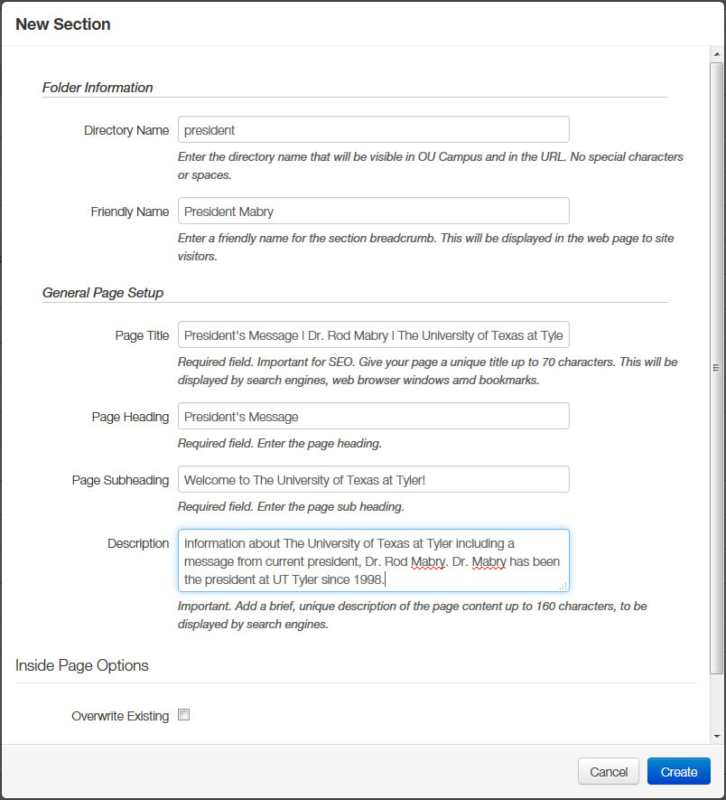 New Section Template