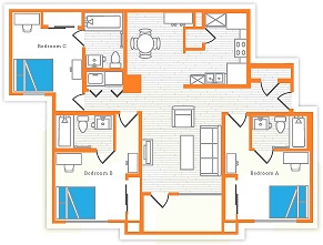 Three Bedroom, Three Bath