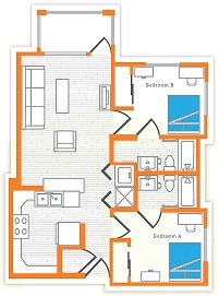 Two Bedroom, Two Bath